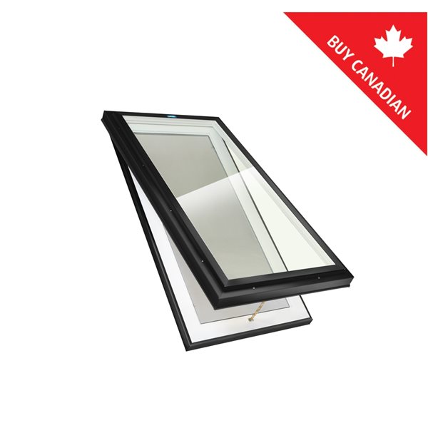 Columbia Double Glazed Neat 46.5 x 46.5 Curb Mount Manual Venting Glass Skylight - Black