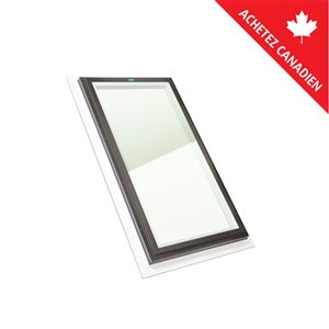 Puits de lumière fixe solin intégré 22.5 x 30.5, verre double transparent LoE3, cadre brun