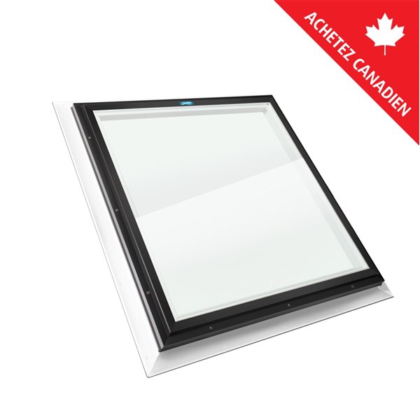 Puits de lumière fixe solin intégré 30.5 x 30.5, verre double transparent LoE3, cadre noir