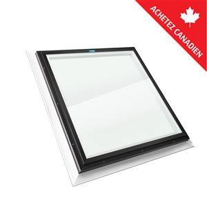 Puits de lumière fixe solin intégré 30.5 x 30.5, verre double transparent LoE3, cadre noir