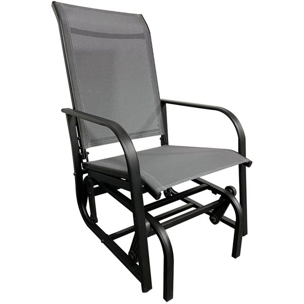 Chaise berçante grise pour 1 personne F. Corriveau International en acier avec accoudoirs