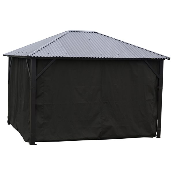 F. Corriveau International 12-ft x 16-ft Black Plastic Gazebo Side Curtains
