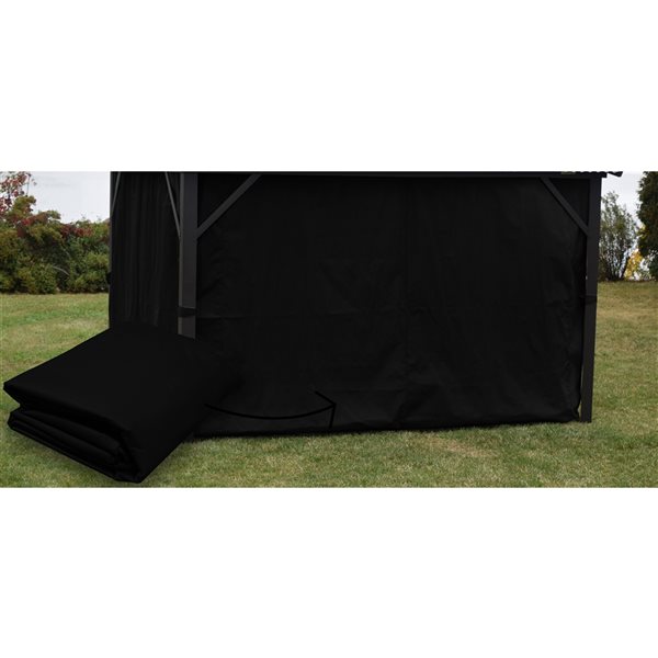 Rideaux latéraux noirs pour abri de jardin F. Corriveau International de 10 pi x 14 pi en polyester