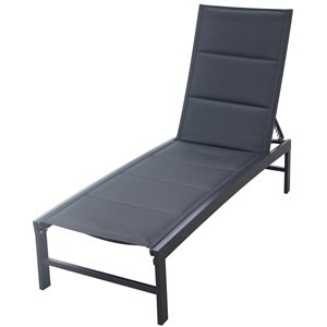 Chaise longue rembourrée noire Bayview par F. Corriveau International en aluminium avec dossier ajustable