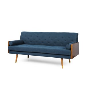 Best Selling Home Décor Jalon Midcentury Navy Blue Polyester Sofa