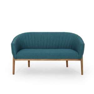 Best Selling Home Decor Galena Midcentury Teal Polyester Loveseat