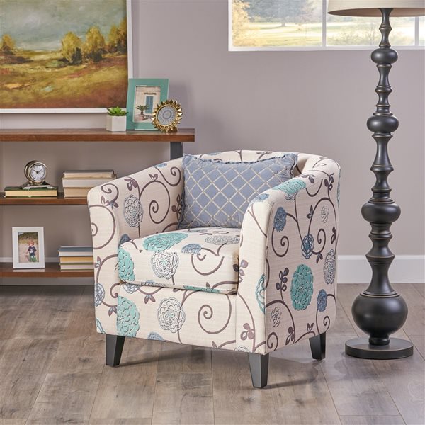 Cream and deals blue accent chair