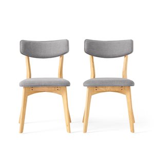 Abrielle Mid Century Modern Dark Grey Fabric Dining Chairs(Set of 2)