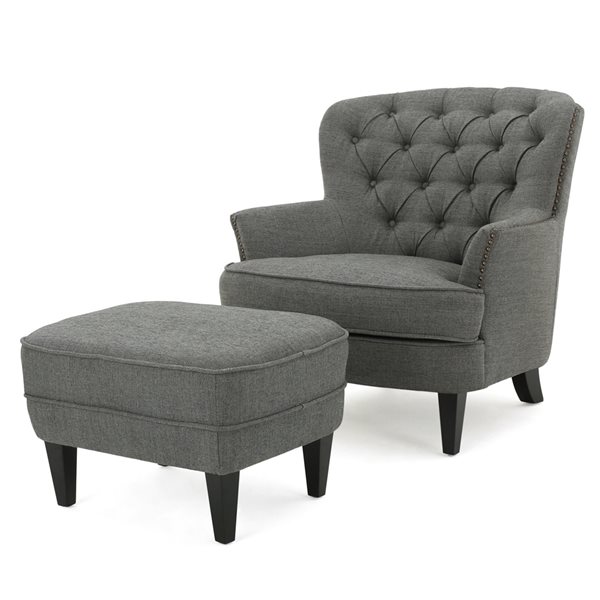 Best Selling Home Decor Tafton Modern Grey Polyester Club Chair with Ottoman