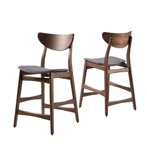 Best Selling Home Decor Gavin Dark Grey and Walnut Tall (36-in and Up) Upholstered Bar Stool - 2-Pack