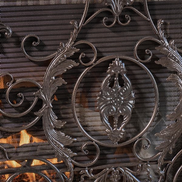 Best Selling Home Decor Waterbury 2-in Gold on Black Iron 3-Panel Arched Fireplace Screen