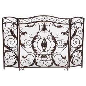 Best Selling Home Decor Waterbury 2-in Gold on Black Iron 3-Panel Arched Fireplace Screen