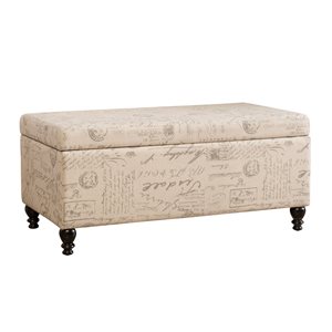 Best Selling Home Décor Parisian Modern Beige Polyester Rectangle Ottoman with Integrated Storage