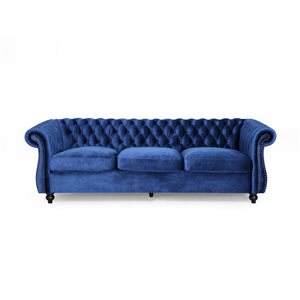 Best Selling Home Décor Somerville Modern Navy Blue Velvet Sofa