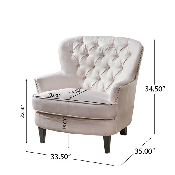 Best Selling Home Decor Tafton Modern Ivory Polyester Club Chair