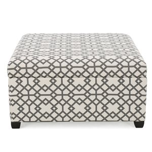 Best Selling Home Decor Tempe Modern Grey And Cream Polyester Square Ottoman with Integrated Storage