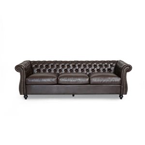 Best Selling Home Décor Somerville Modern Brown Faux Leather Sofa