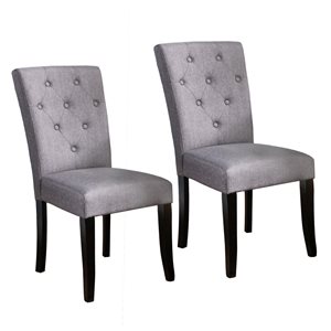 Maddon Brown and White Tufted Dining Chair (Set of 2)