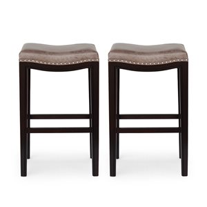 Best Selling Home Decor Tiffin Grey Bar Height (27-in to 35-in) Upholstered Bar Stool - 2-Pack