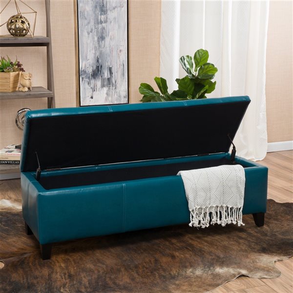 Teal faux deals leather ottoman