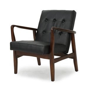 Best Selling Home Decor Marcola Mid-Century Black Faux Leather Club Chair