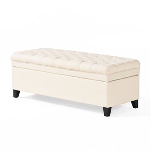 Best Selling Home Décor Juliana Modern Beige Polyester Rectangle Ottoman with Integrated Storage