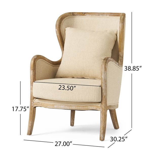 crenshaw beige fabric wing chair