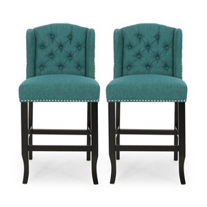 Best Selling Home Decor Foxcroft Teal Bar Height (27-in to 35-in) Upholstered Bar Stool - 2-Pack