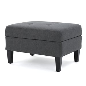 Best Selling Home Decor Zahra Modern Dark Gray Polyester Rectangle Ottoman with Integrated Storage