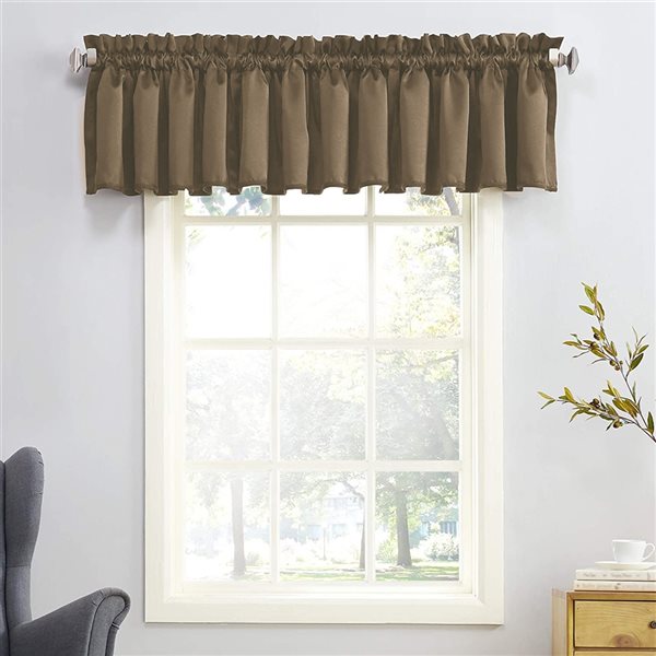 Sun Textile 17-in Mocha Polyester Rod Pocket Valance