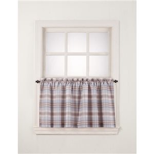 Sun Textile 24-in Light Blue Polyester Rod Pocket Valance and Tier Set