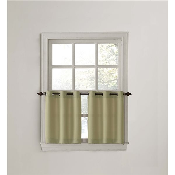Sun Textile Montego 56-in Oat Polyester Grommet Tier Curtain