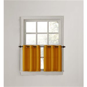 Sun Textile Montego 56-in Saffron Polyester Grommet Tier Curtain