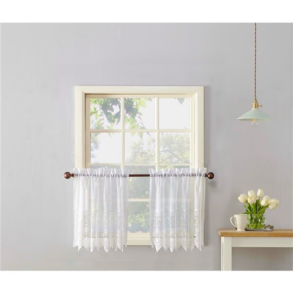 Sun Textile 24-in White Polyester Rod Pocket Sheer Tier Curtain