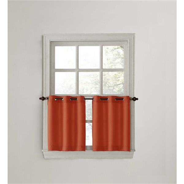 Sun Textile Montego 56-in Cayenne Polyester Grommet Tier Curtain