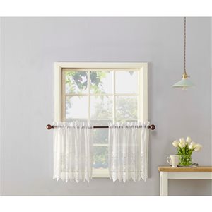Sun Textile 24-in Ivory Polyester Rod Pocket Tier Curtain