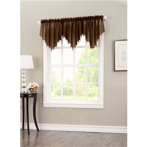 Sun Textile 24-in Chocolate Polyester Rod Pocket Sheer Valance