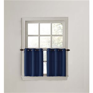 Sun Textile Montego 56-in Blue Stone Polyester Grommet Tier Curtain