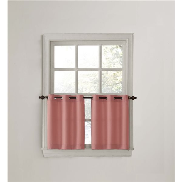 Sun Textile Montego 56-in Coral Polyester Grommet Tier Curtain