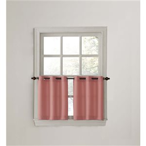 Sun Textile Montego 56-in Coral Polyester Grommet Tier Curtain