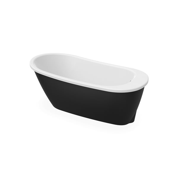 MAAX Sax 60-in x 32-in x 25-in Oval Black AcrylX Freestanding Bathtub with Reversible Drain