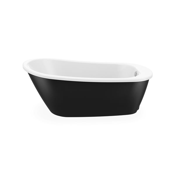 MAAX Sax 60-in x 32-in x 25-in Oval Black AcrylX Freestanding Bathtub with Reversible Drain