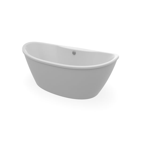 MAAX Delsia 66-in x 36-in x 26.5-in Oval Sterling Silver AcrylX Freestanding Bathtub with Back Centre Drain