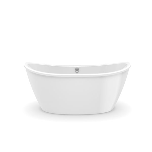 MAAX Delsia 60 x 32 x 26.5-in Oval White Acrylic Freestanding Bathtub with Back Centre Drain