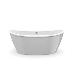 MAAX Delsia 60-in x 32-in x 26.5-in Oval Sterling Silver AcrylX Freestanding Bathtub with Back Centre Drain