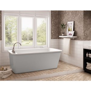 MAAX Lounge 64-in x 34-in Rectangular Sterling Silver AcrylX Freestanding Bathtub with Reversible Drain
