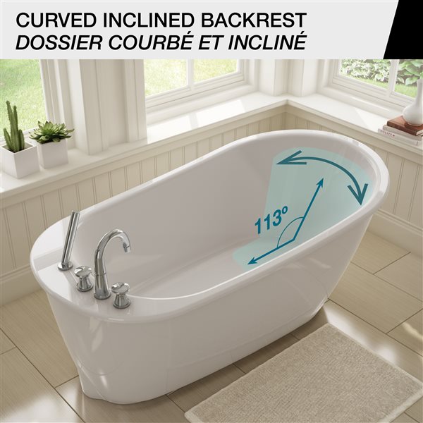 MAAX Sax 60-in x 32-in x 25-in Oval Thunder Grey AcrylX Freestanding Bathtub with Reversible Drain