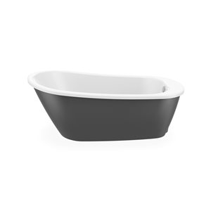 Baignoire autoportante Sax par MAAX ovale en AcrylX gris foudre de 60 po x 32 po x 25 po avec drain réversible
