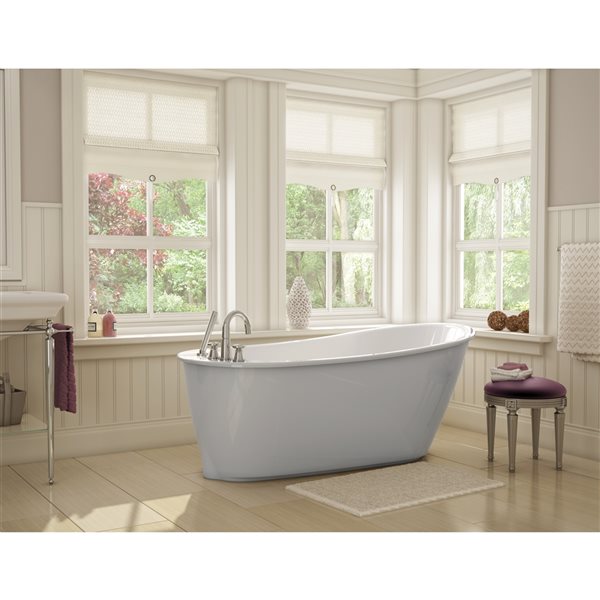 MAAX Sax 60-in x 32-in x 25-in Oval Sterling Silver AcrylX Freestanding Bathtub with Reversible Drain