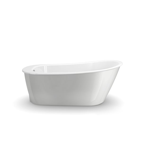 MAAX Sax 60-in x 32-in x 25-in Oval Sterling Silver AcrylX Freestanding Bathtub with Reversible Drain